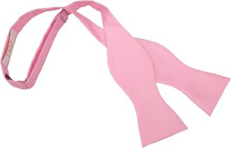 DQT Premium Woven Microfibre Plain Solid Check Mens Self tie Bow Tie Light Pink
