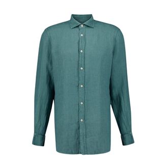 Boglioli Teal Linnen Overhemd - Heren - Casual Overhemden - Groen - 3XL - Linnen - Overhemden