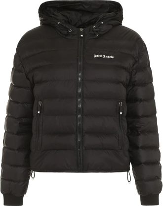 Palm Angels Hooded Full-zip Down Jacket - Dames - Gewatteerde jassen - Zwart - S - Polyester - Jassen