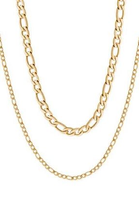 Adornia Mens Set of 2 Water Resistant Stainless Steel Figaro Chain Necklaces in Gold at Nordstrom Rack