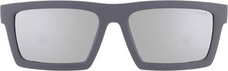 Prada Matte Grey Mirror Rectangular Mens Sunglasses PS A07S 18K60A 58