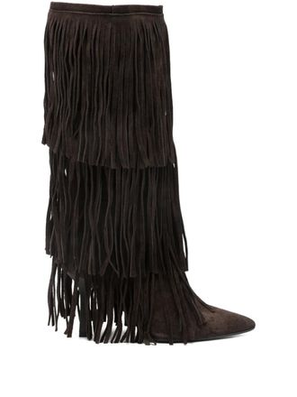 Gis&egrave;l moir&egrave; George fringed boots - Brown