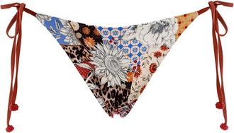 Agua Bendita patchwork-print tie-side bikini bottoms - women - Elastane/Recycled Polyester - M - MULTICOLOR