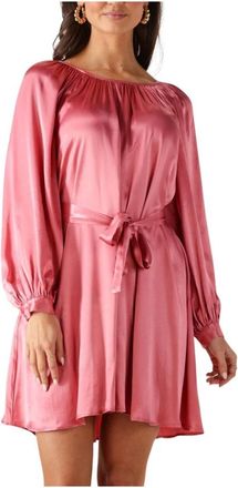 Greek Archaic Kori Roze Mini Jurk - Dames - Korte kleedjes - Roze - M - Katoen - Kleedjes