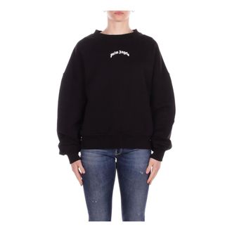 Palm Angels Sweatshirts, female, Black, Size: 2XS Front and Back Logo Sweatshirt