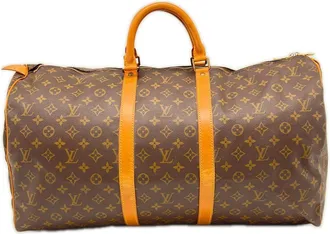 Louis Vuitton Monogram Beige Brown Coated Canvas Leather Boston Bag (Pre-Owned)