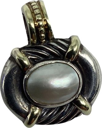 David Yurman Two-Toned Pearl Pendant in Sterling Silver and 14k Yellow Gold