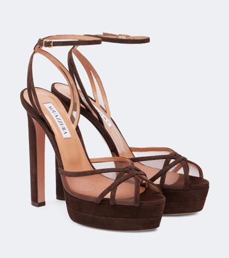 Aquazzura Pumps Shear Plateau 130 in suede