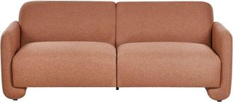 Beliani Sof&aacute; 3 Plazas De Tela Tapicer&iacute;a De Poli&eacute;ster Amplio Respaldo Con Reposabrazos Muebles De Sala De Estar Retro Marr&oacute;n Dorado Saland