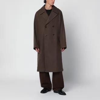 Christophe Lemaire Cappotto doppiopetto mud in lana e alpaca