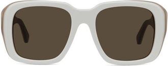 Loewe Signature 53mm Square Sunglasses in Ivory/brown at Nordstrom