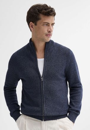 Le 31 Mens Reprocessed-cotton zipped Cardigan Sweater