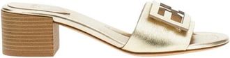Fendi Heeled Mules, female, Yellow, Size: 7 1/2 US Baguette Medium-Heeled Slide