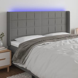 vidaXL Cabecero Con Led De Tela Gris Oscuro 203x16x118/128 Cm Vidaxl