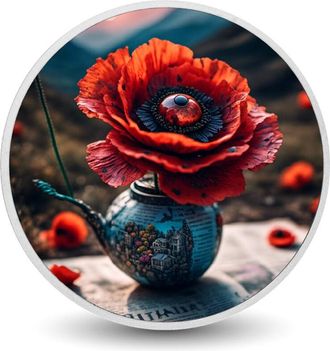 OEM Moneda De Plata De 1 Oz De Amapola De La Percepci&oacute;n