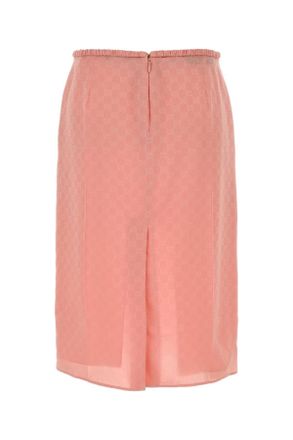 Gucci Womens Pink Gg Silk Skirt Fairyblossom Gonne