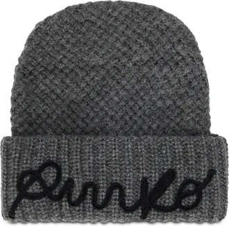 Pinko Womens Beanie Dark Grey Acrylic Hat