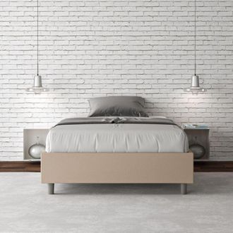 Les Tendances Les Tendances - Letto matrimoniale francese contenitore imbottito 140x200 similpelle tortora Azelia