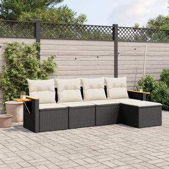 vidaXL Vidaxl - Set Divani Da Giardino 5 Pz Con Cuscini In Polyrattan Nero