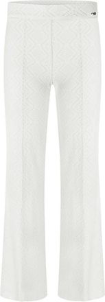 Cambio Witte Patroon Elastische Taille Enkelbroek - Dames - Wijde Broeken - Wit - S - Katoen - Broeken