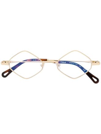 Chlo&eacute; Hexagonal logo glasses - Gold