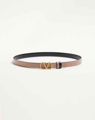 Valentino Garavani Cintura Reversibile VLogo Signature In Vitello Lucido 20 Mm Donna SMOKEY BROWN/NERO 065