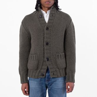 Ferragamo High Neck Long Sleeve Cardigan, Size Small