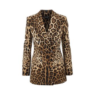Dolce & Gabbana Double-breasted jacket with animal print Woman 40