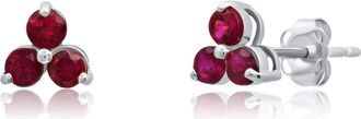 MAX + STONE 14k White or Yellow Gold Small Gemstone Trio Round Stud Earrings