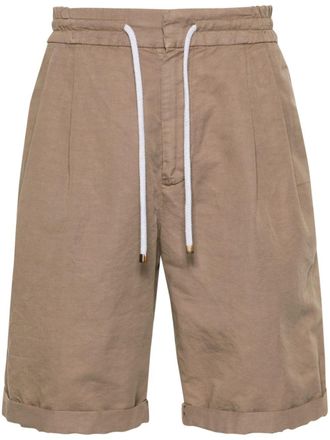 Brunello Cucinelli pleated bermuda shorts - men - Cotton/Cotton/Linen/Flax - 48 - Brown