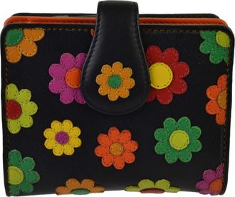 Visconti Ladies Leather Small Flower Design Tabbed Purse Wallet Daisy Collection Gift