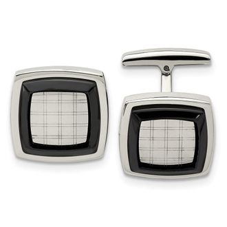 Diamond2Deal Stainless Steel Polished Black IP-plated Cufflinks