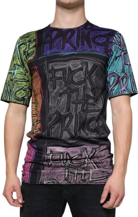 Dolce & Gabbana Mens Multicolor Graphic Print Cotton T-Shirt