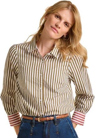 Brakeburn Vicky Long Sleeve Striped Shirt in Green at Nordstrom, Size 14