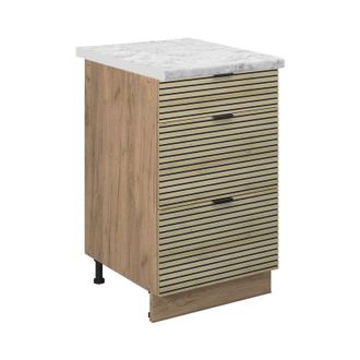 Vicco Mueble Bajo De Cocina Fame-line, Panel De Roble, 50 Cm, Et M&aacute;rmol, Vicco