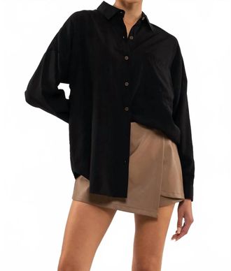 Blu Pepper Oversized Button-Down Shirt In Black