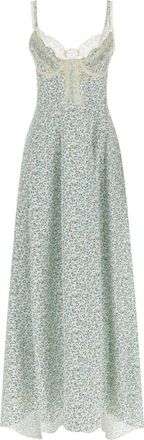 Ermanno Scervino Green Floral Print Maxi Dress