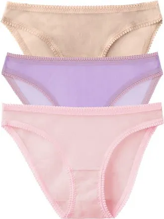 OnGossamer 3-Pack Mesh Hip Bikinis in Peony/lavender/champaign at Nordstrom, Size Medium