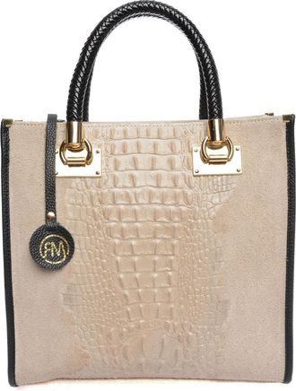 Roberta M Beige Rundleer Tas