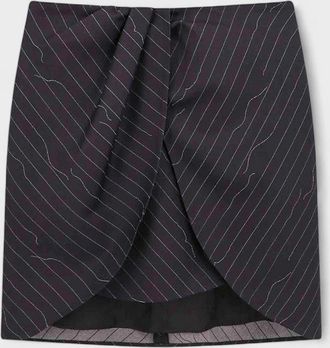 Off-white Womens Off-White Pinstripe Twist Mini Skirt Grey - Black - Size: 18