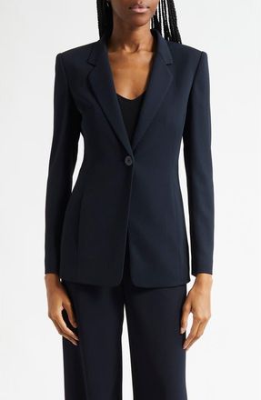 Emporio Armani Textured One-Button Blazer in Navy Blue at Nordstrom, Size 2 Us