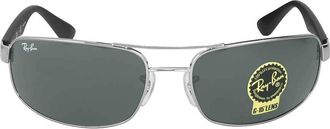 Ray-Ban Green Rectangular Unisex Sunglasses RB3445 004 61