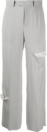 Undercover distressed-effect straight-leg trousers - women - Triacetate/Polyester - 1 - Grey