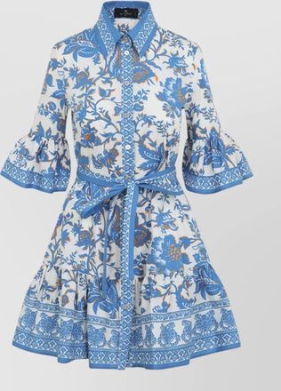 Etro belted floral cotton midi dress shirt