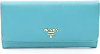 Prada Blue Leather Long Wallet (Bi-Fold) (Pre-Owned)