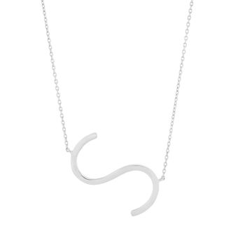 MAX + STONE Solid 10K Yellow or White Gold Initial Pendant Necklace 16-18 inch Cable Chain