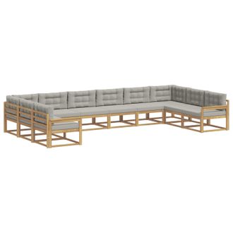 vidaXL Set Di Divani Da Esterno 10 Pz Bianco E Grigio Chiaro Vidaxl