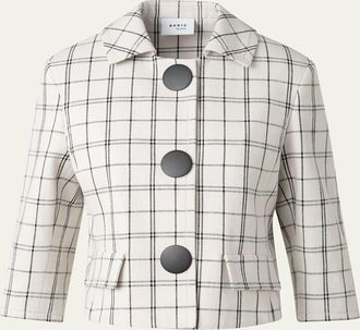 Akris Check Cashew Denim Cropped Jacket
