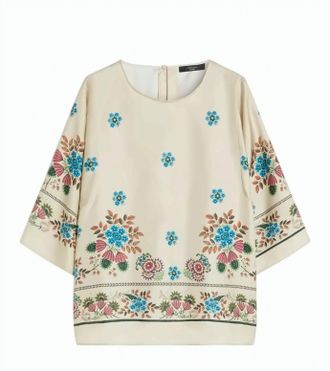 Weekend Pure Silk Twill Flared Crewneck Blouse
