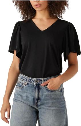 Minus Rianne V-hals T-shirt - Dames - Blouses & Shirts - Zwart - Maat: S Modal